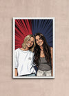 Two custom framed poster portraits of women in gold frames