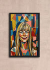 Custom pop art poster portrait of a woman with flowers
