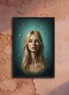 Custom framed poster portrait of a blonde woman
