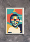 Custom pop art poster portrait of a person wearing glasses