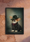 Custom poster portrait of a dog dressed in a hat and coat