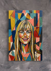 Custom pop art canvas portrait of a blonde woman