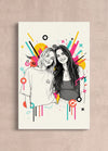 Custom canvas line art portrait of a woman with paint splashes