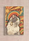 Custom canvas portrait of a pet in a psychedelic swirl style