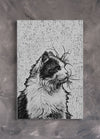 Custom black and white canvas sketch of a dog
