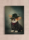 Custom canvas portrait of a dog dressed in a hat and coat