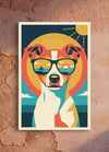 Custom pop art canvas portrait of a dog wearing glasses