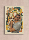 Custom canvas portrait of a man in vintage collage style
