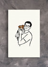 Custom minimalist line art canvas of a couple embracing