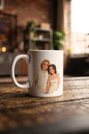 Custom ceramic mug printed with a colorful child portrait