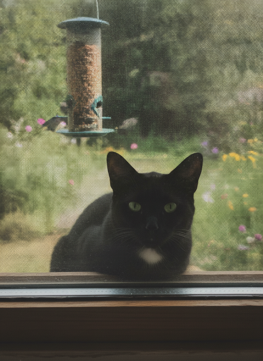 She was never around long enough for a real photo. Now there's a painting above the cupboard that always is.
