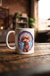 Custom ceramic mug printed with a colorful portrait