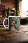 Custom ceramic mug printed with a personal portrait