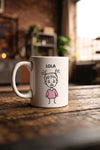 Custom ceramic mug printed with a sketch style design