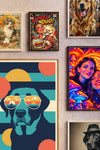 Custom poster wall art shown in a variety of framed styles