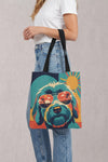 Custom canvas tote bag printed with a vibrant pop art design