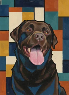 Custom dog portrait sample in a geometric style