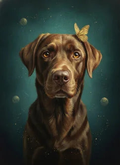 Custom dog portrait sample in a quirky illustrated style