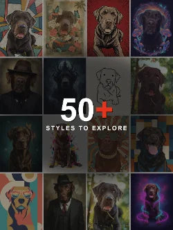 Custom dog portrait sample in a playful style