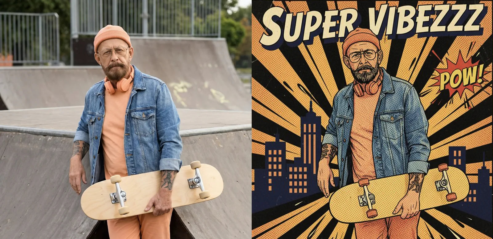 Skateboarder photo restyled into a custom Father's Day artwork